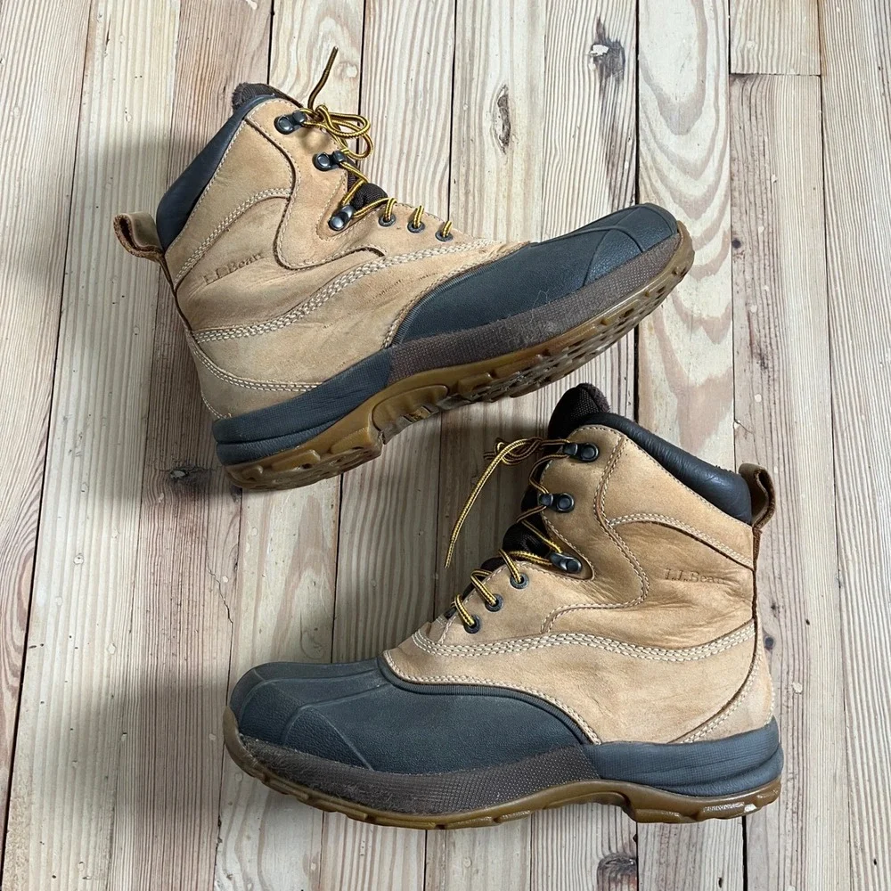LL Bean Mens Storm Chaser Boots WR95 04 Tan Brown Insulated Duck Boots Size 10 M